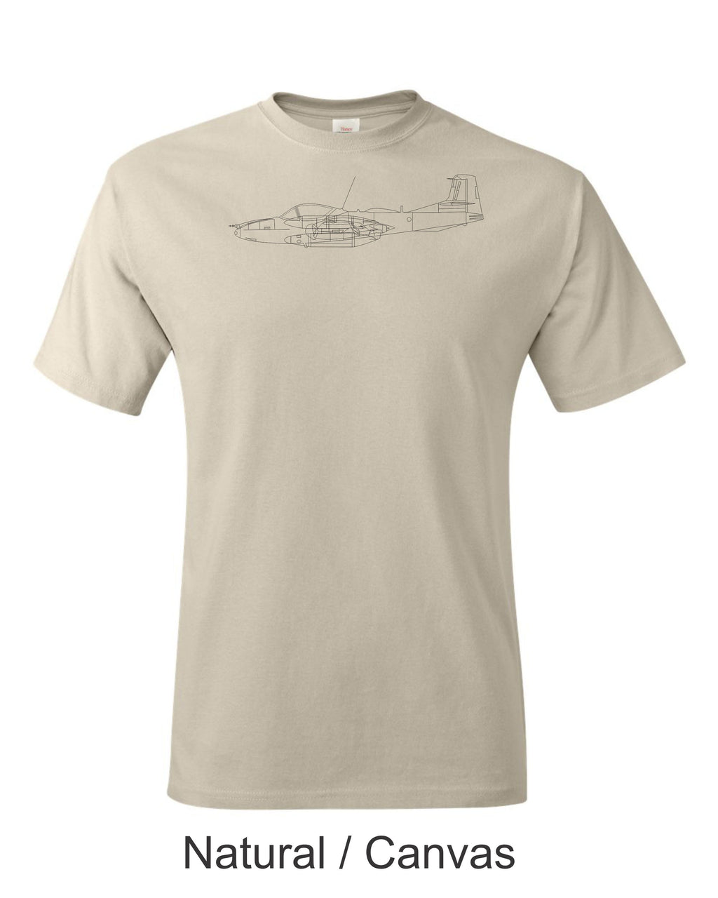 Cessna A37 Dragonfly drawing printed on men's shirt. Free Shipping.