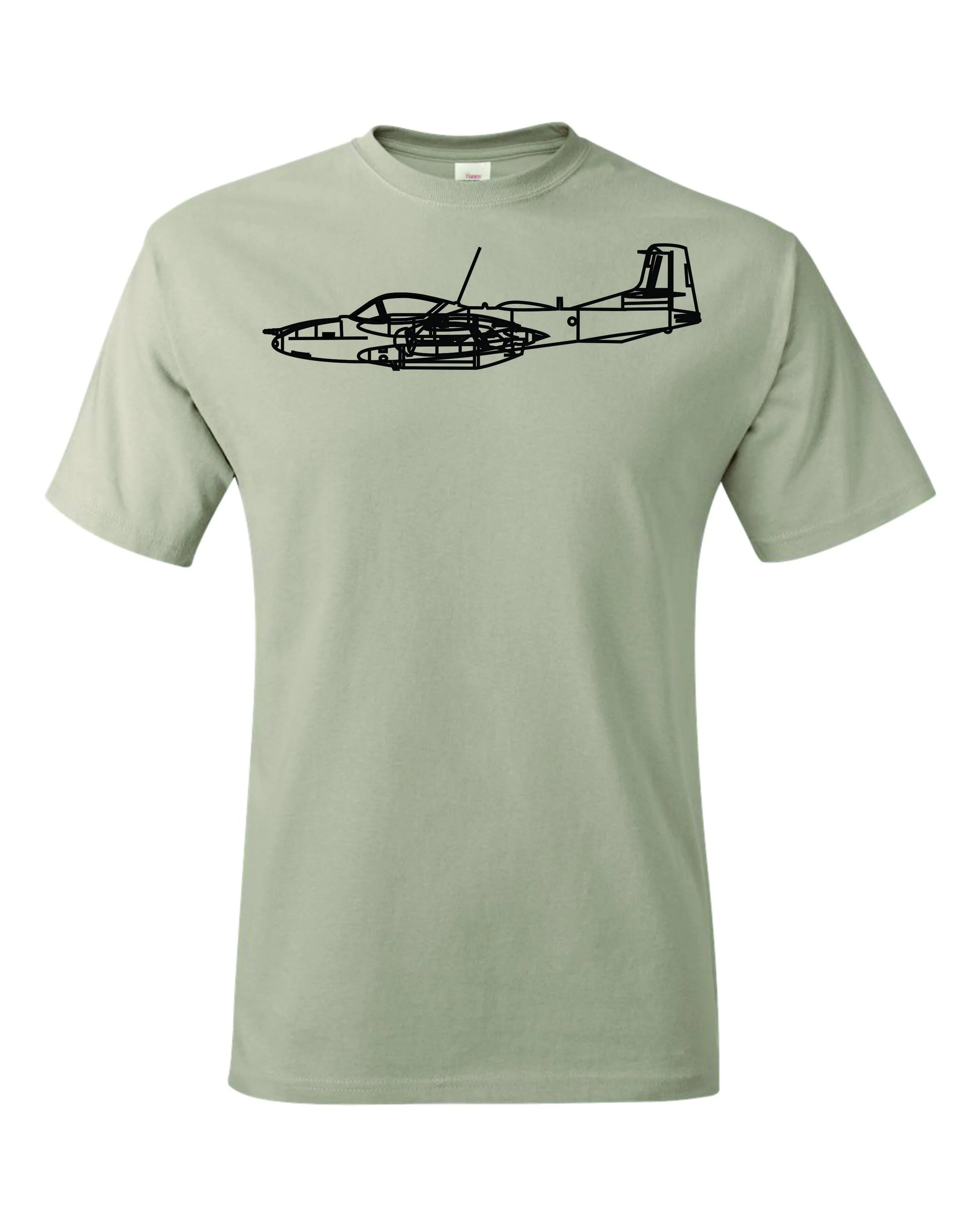 A-37 Dragonfly Jet printed on Men's shirt.  Free shipping.