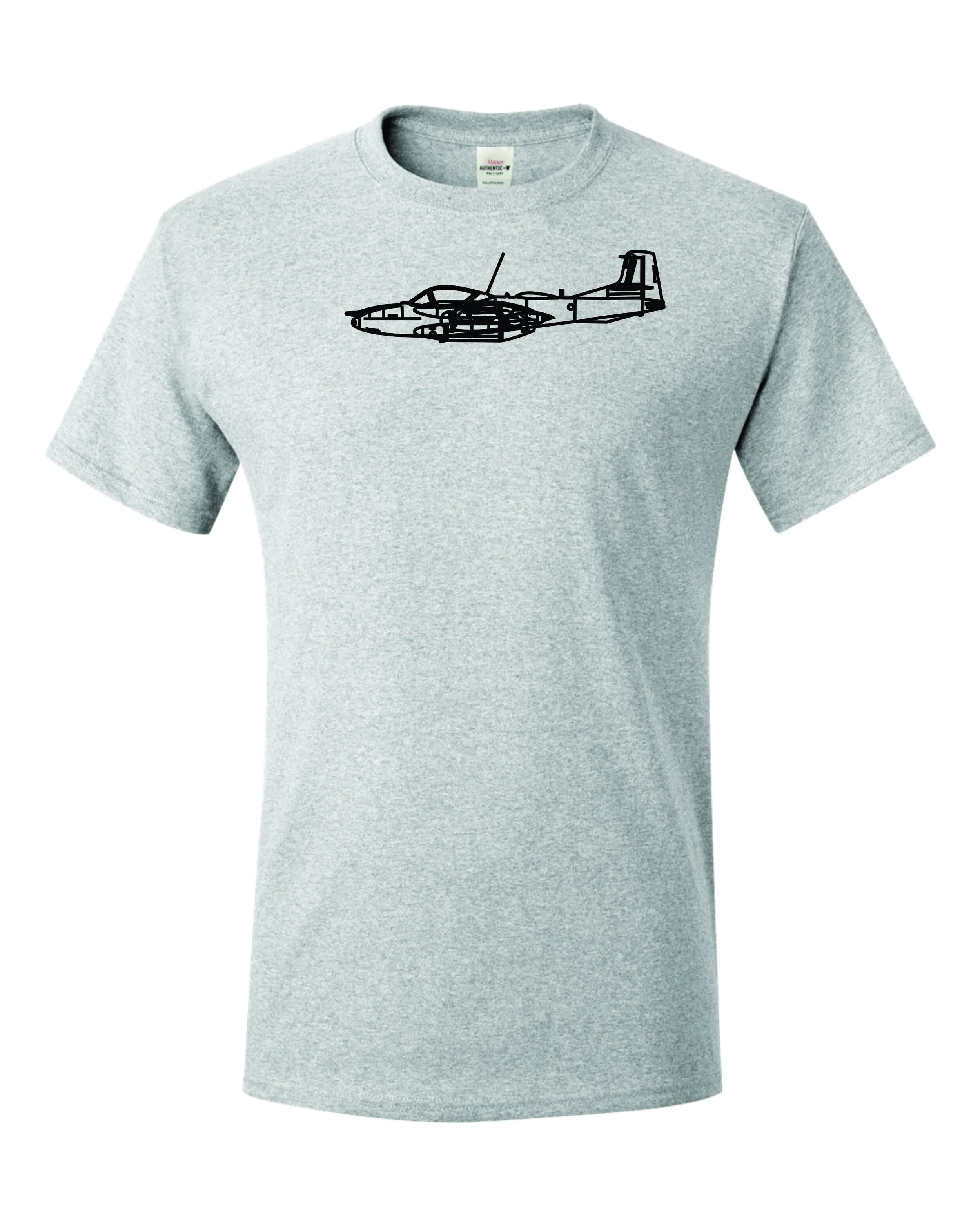 A-37 Dragonfly Jet printed on Men's shirt.  Free shipping.
