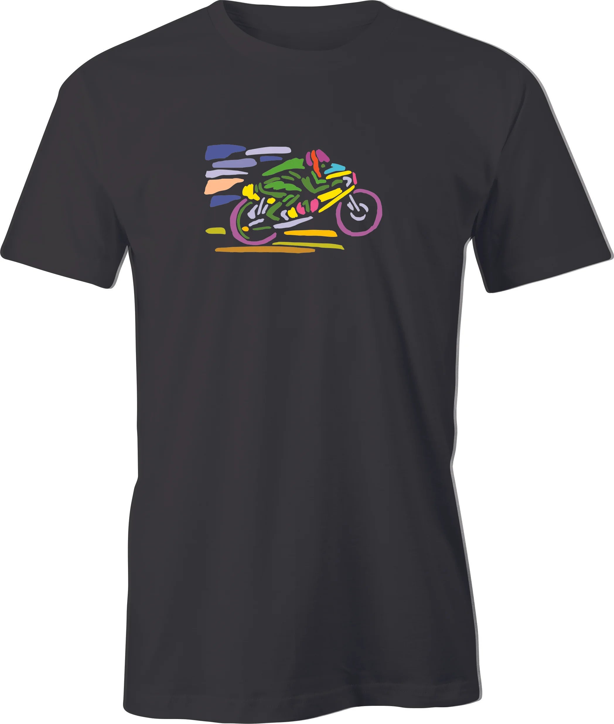 Track Day Wheelie Color Drawing printed on Men's T shirt