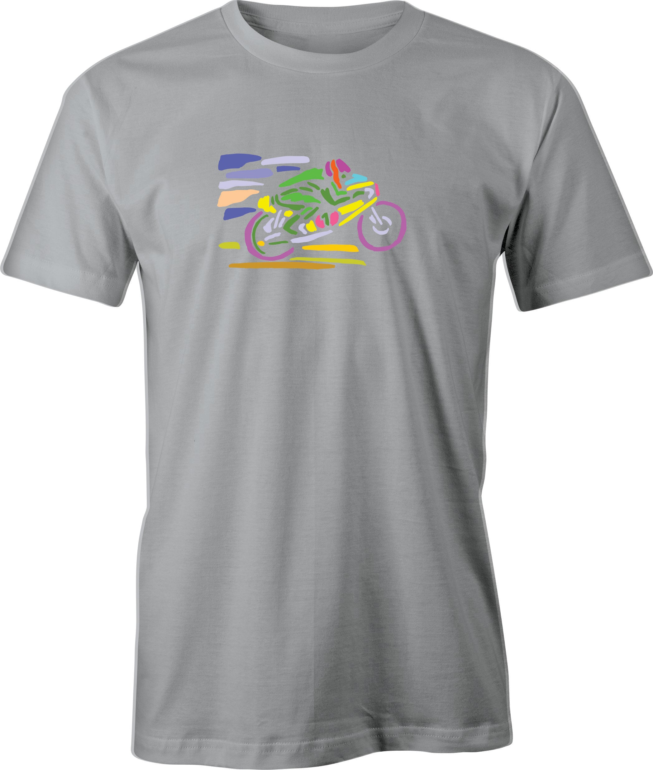 Track Day Wheelie Color Drawing printed on Men's T shirt