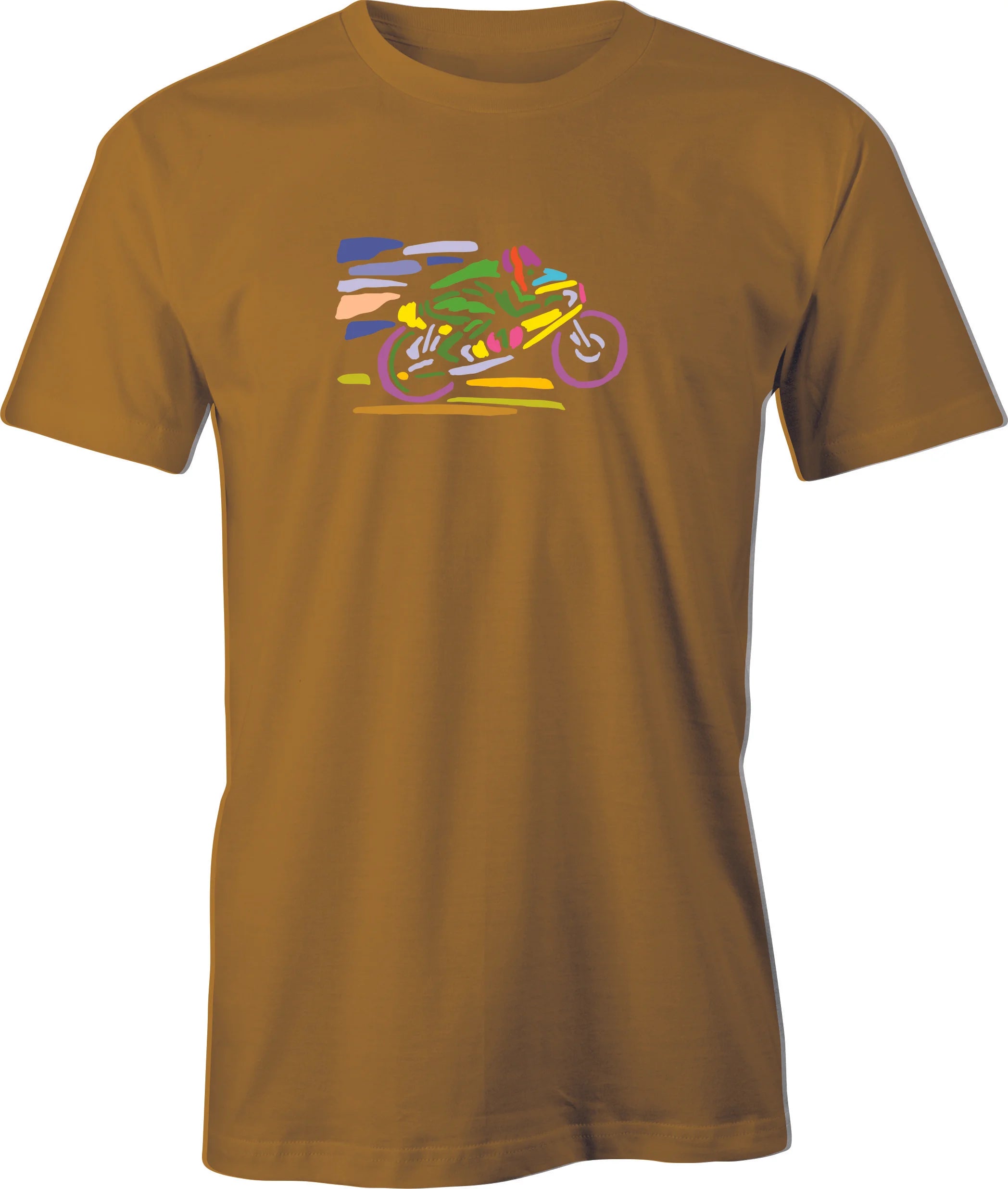 Track Day Wheelie Color Drawing printed on Men's T shirt