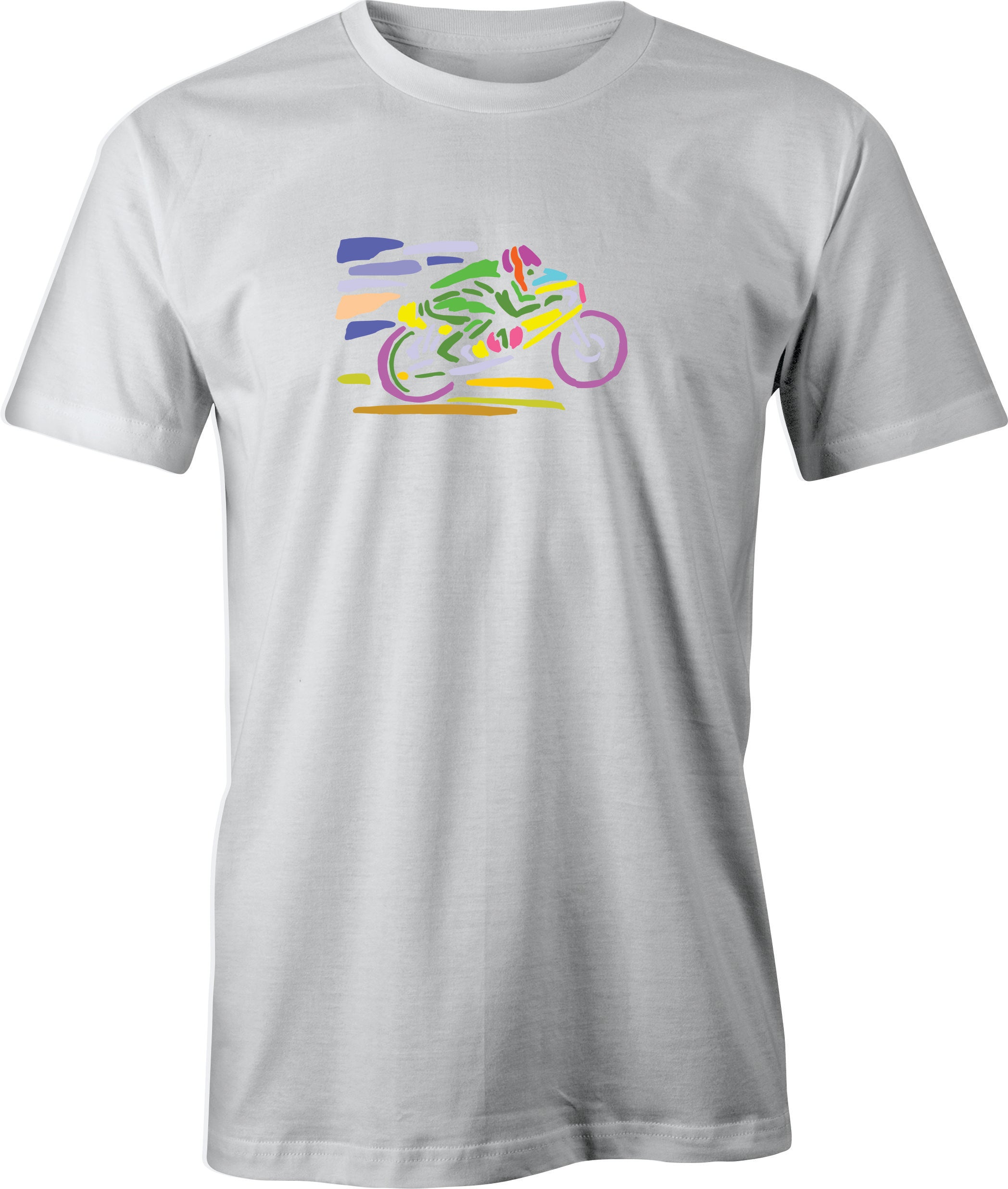 Track Day Wheelie Color Drawing printed on Men's T shirt