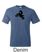 Dirtbike rider printed on mens shirt. Great for desert, motocross rider.