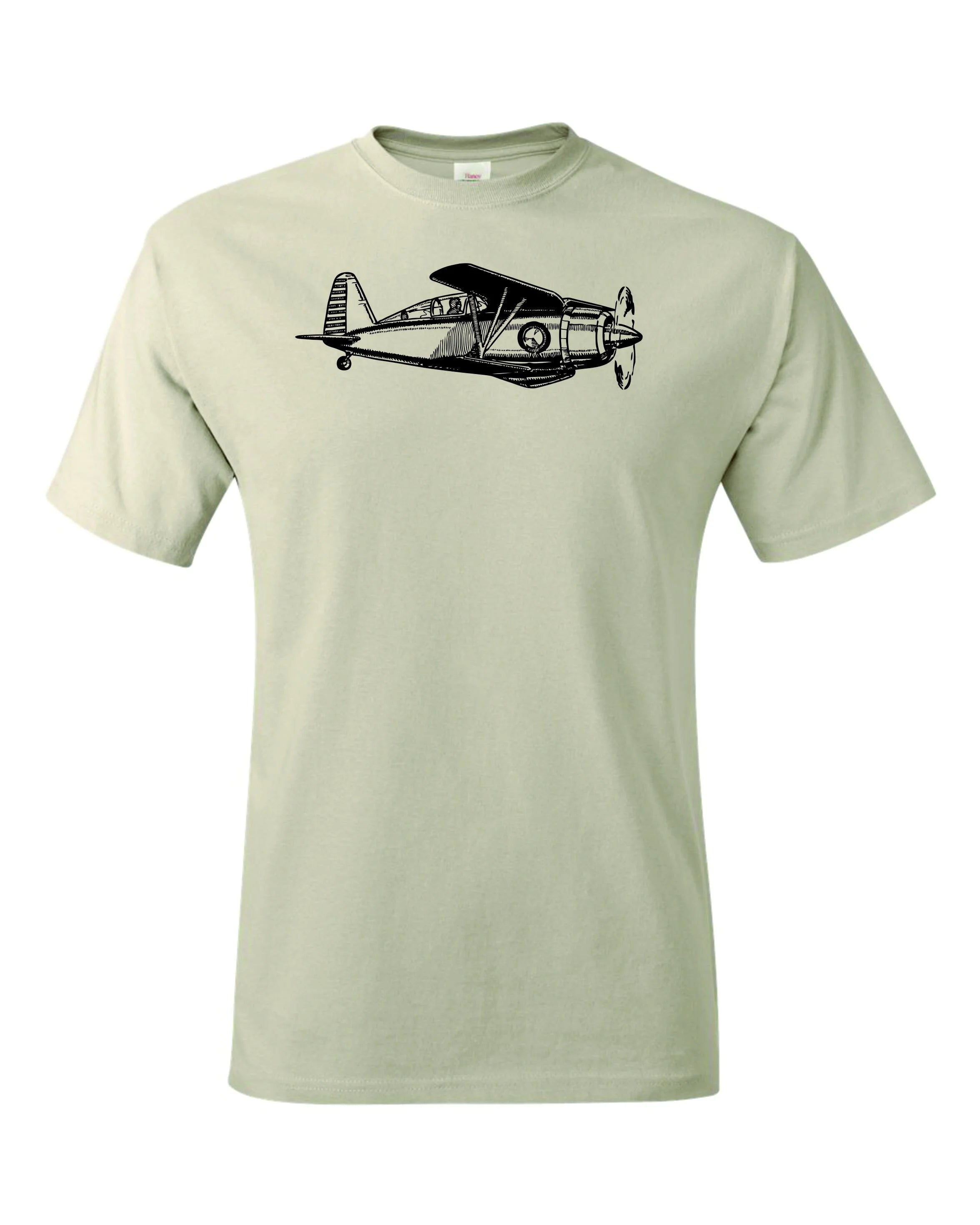 1930's Biplane fighter drawing printed on men's shirt