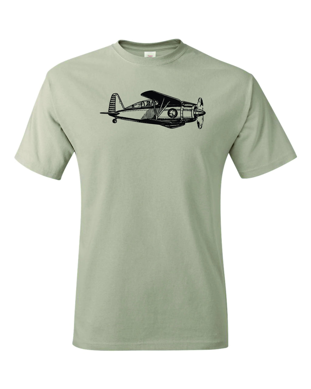 1930's Biplane fighter drawing printed on men's shirt