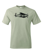 1930's Biplane fighter drawing printed on men's shirt