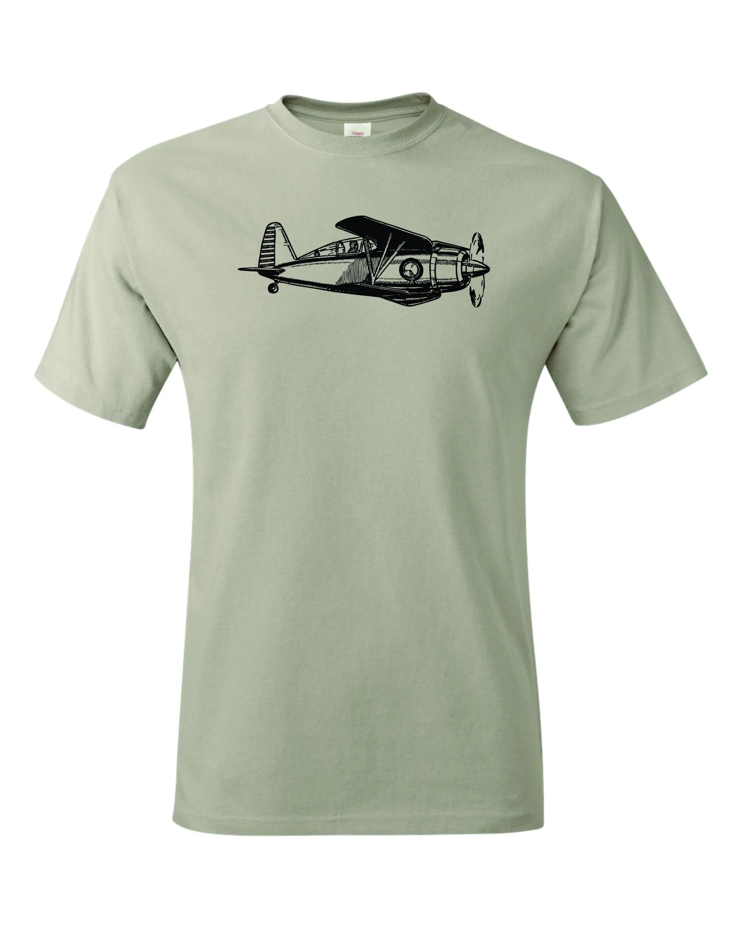 1930's Biplane fighter drawing printed on men's shirt