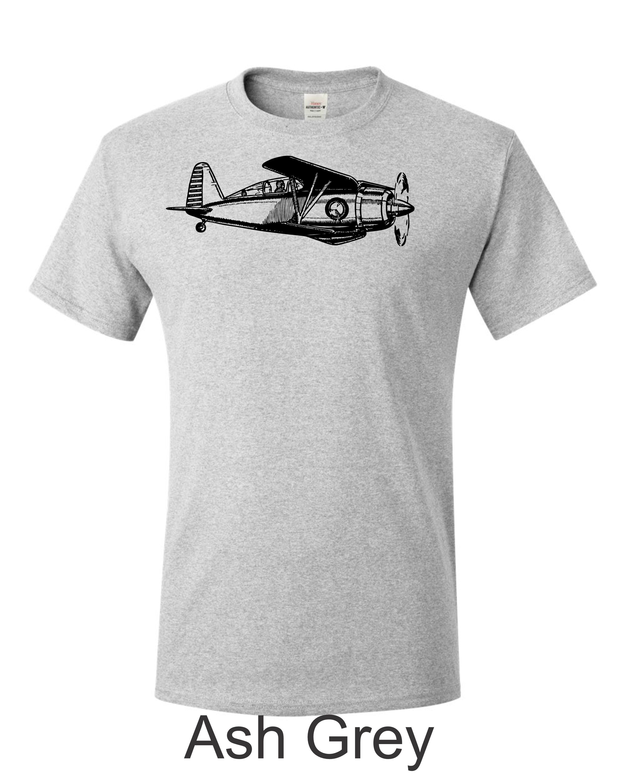 Early Grumman Biplane fighter drawing printed on men's shirt. Free Shipping