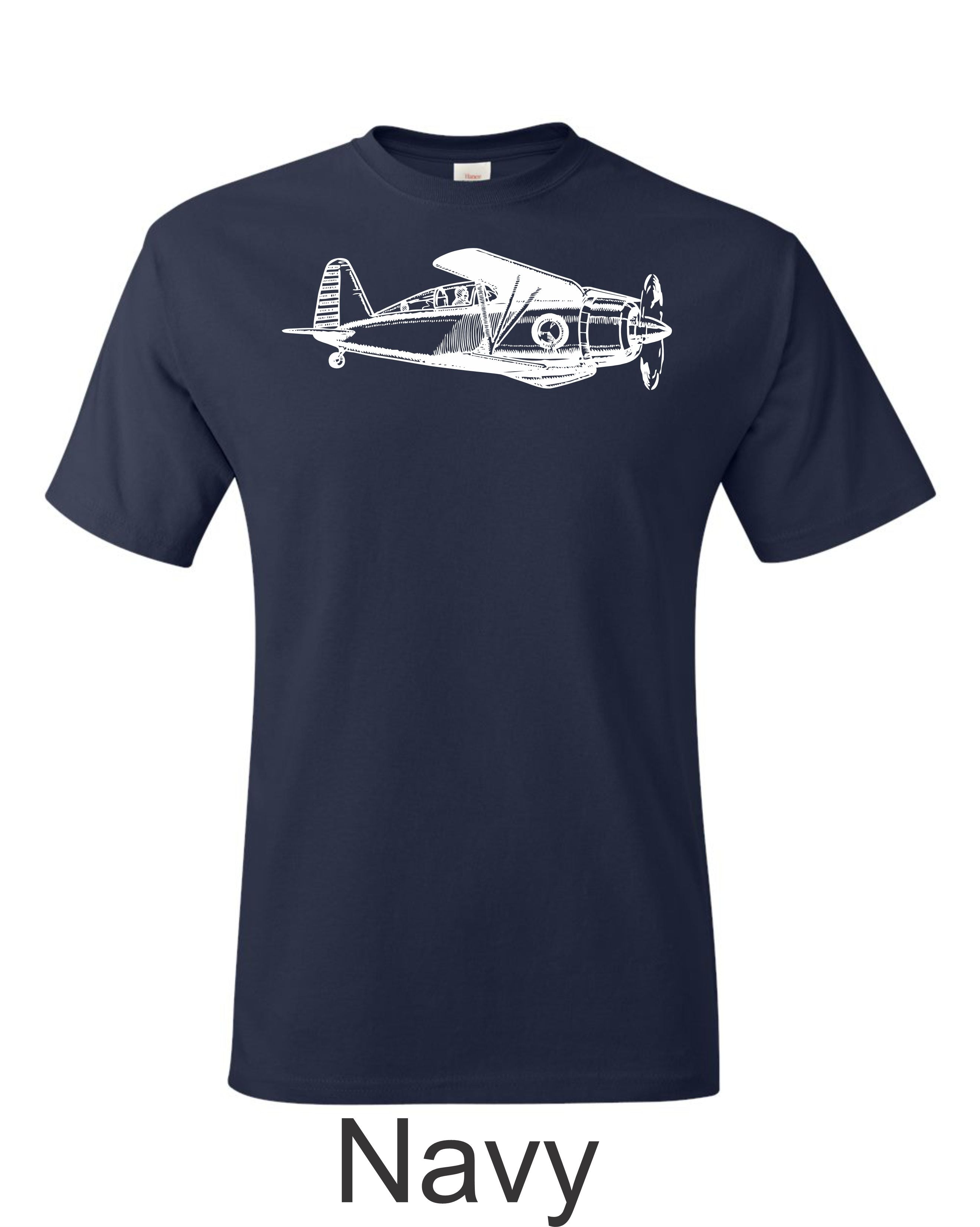 Early Grumman Biplane fighter drawing printed on men's shirt. Free Shipping