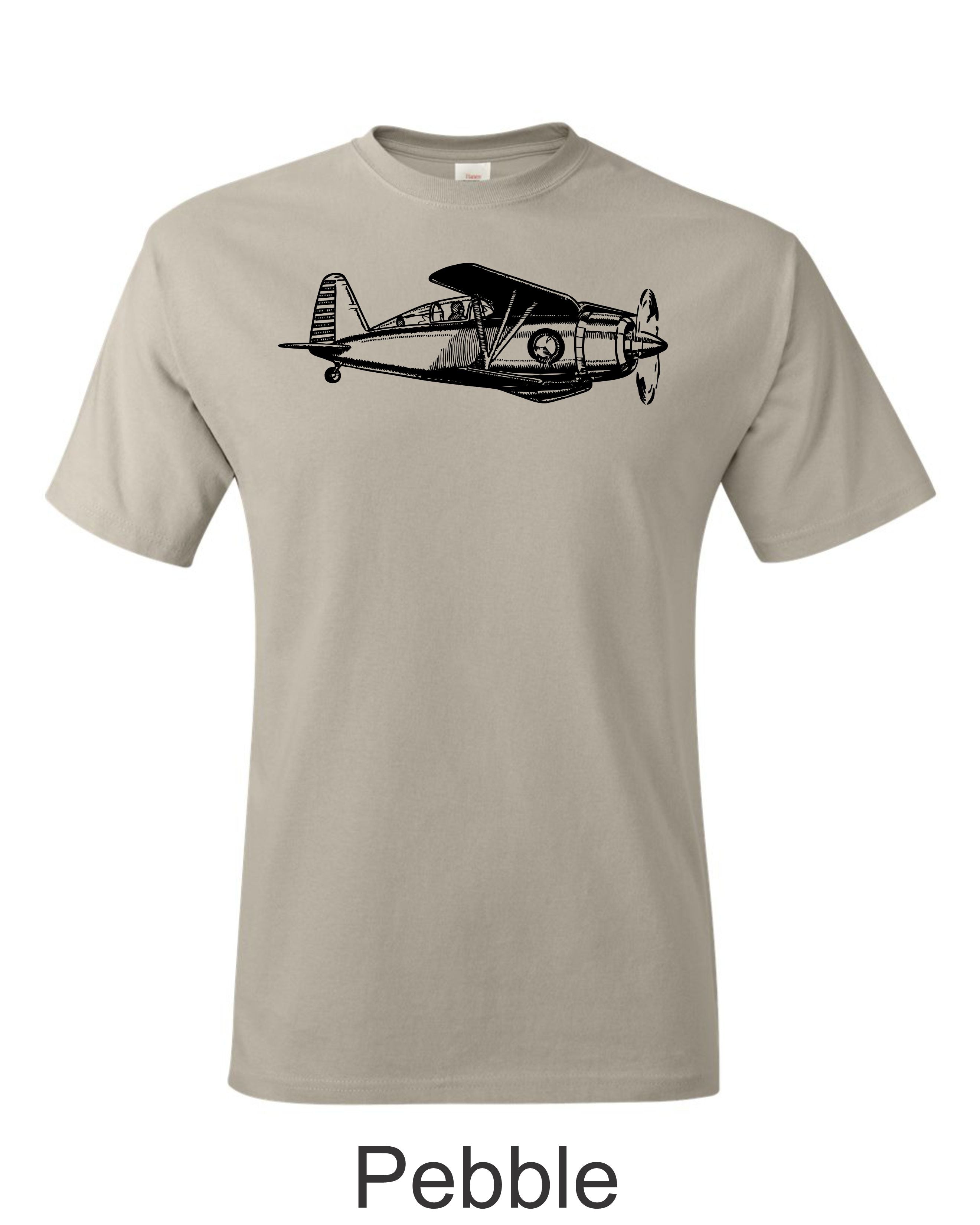 Early Grumman Biplane fighter drawing printed on men's shirt. Free Shipping