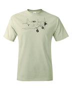 F4U Corsair drawing printed on Men's shirt.  Free shipping