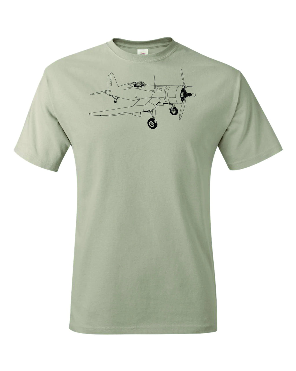 F4U Corsair drawing printed on Men's shirt.  Free shipping