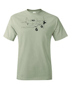 F4U Corsair drawing printed on Men's shirt.  Free shipping