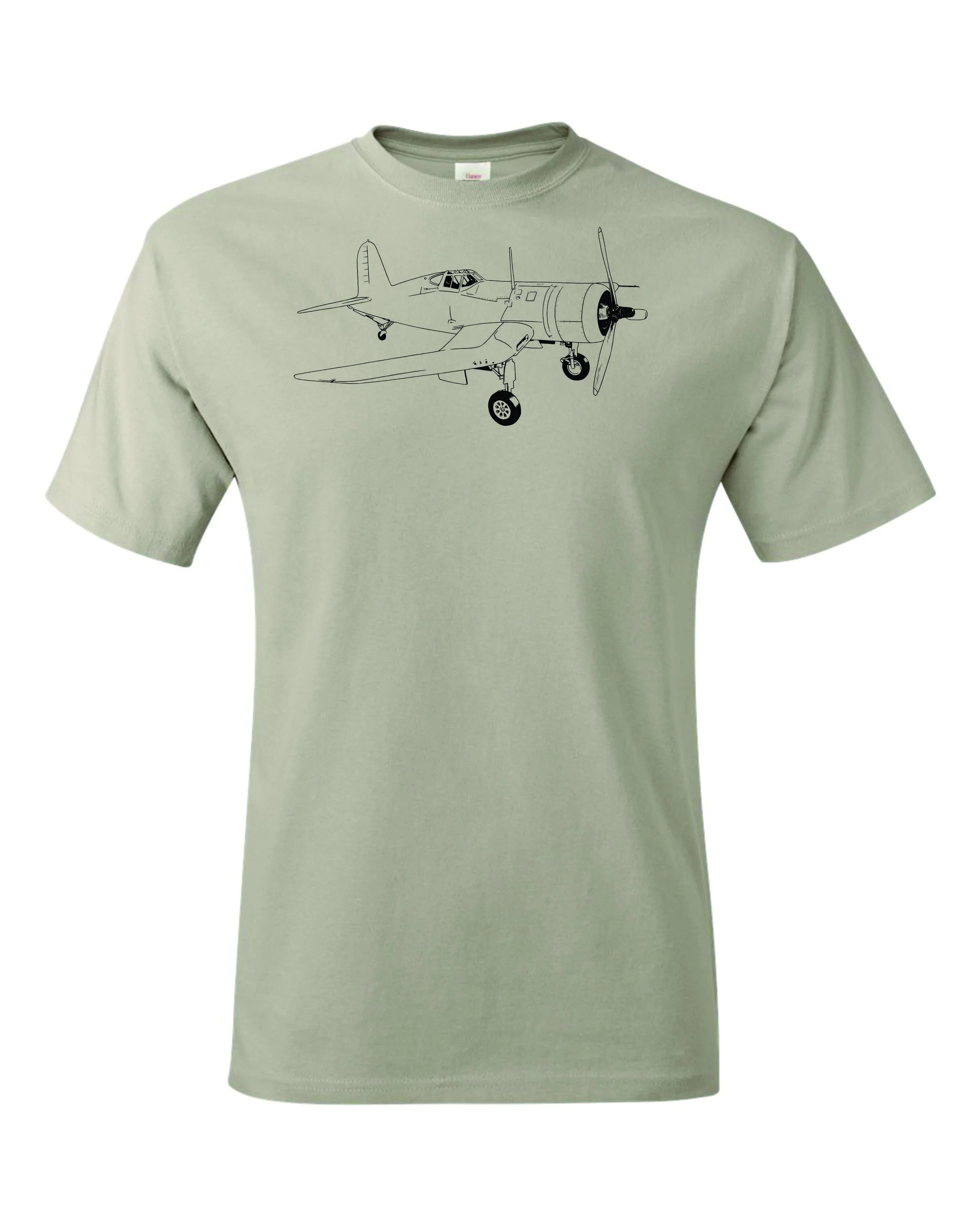 F4U Corsair drawing printed on Men's shirt.  Free shipping