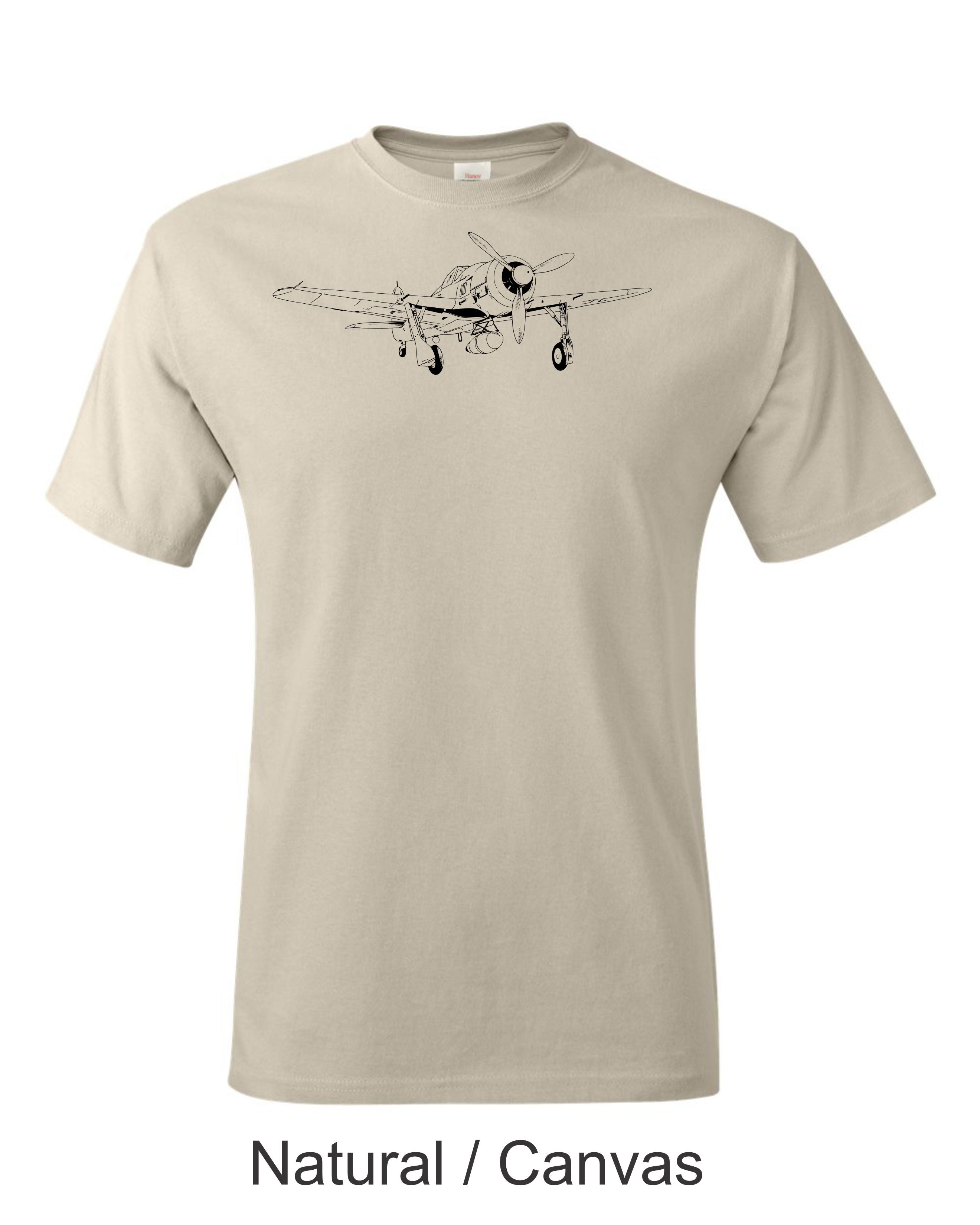 FW 190 Drawing printed on men's shirt. Great German fighter of WW2. Free Shipping.