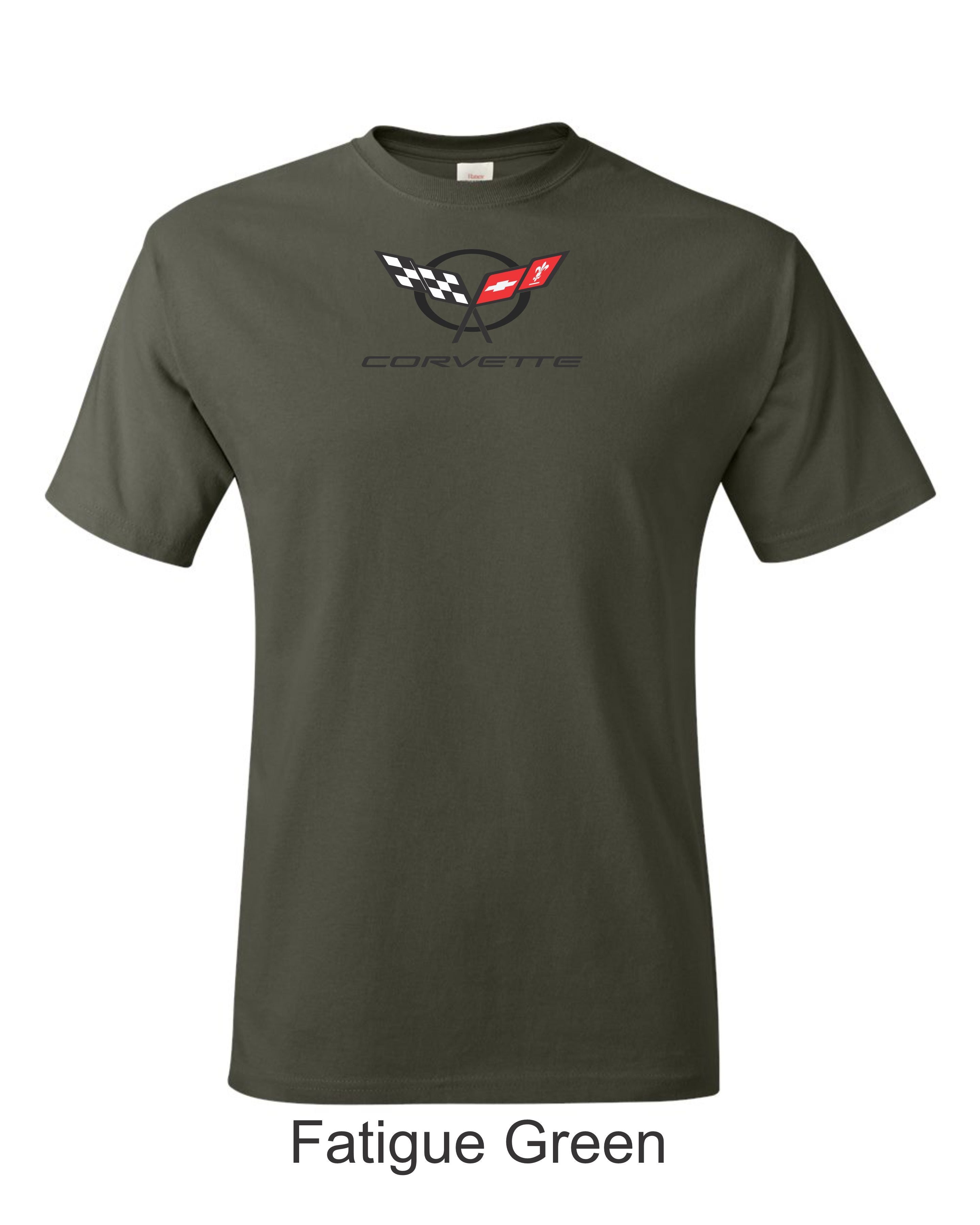 C5 Corvette Emblem printed on mens shirt. Great gift for the American Muscle car Fan.
