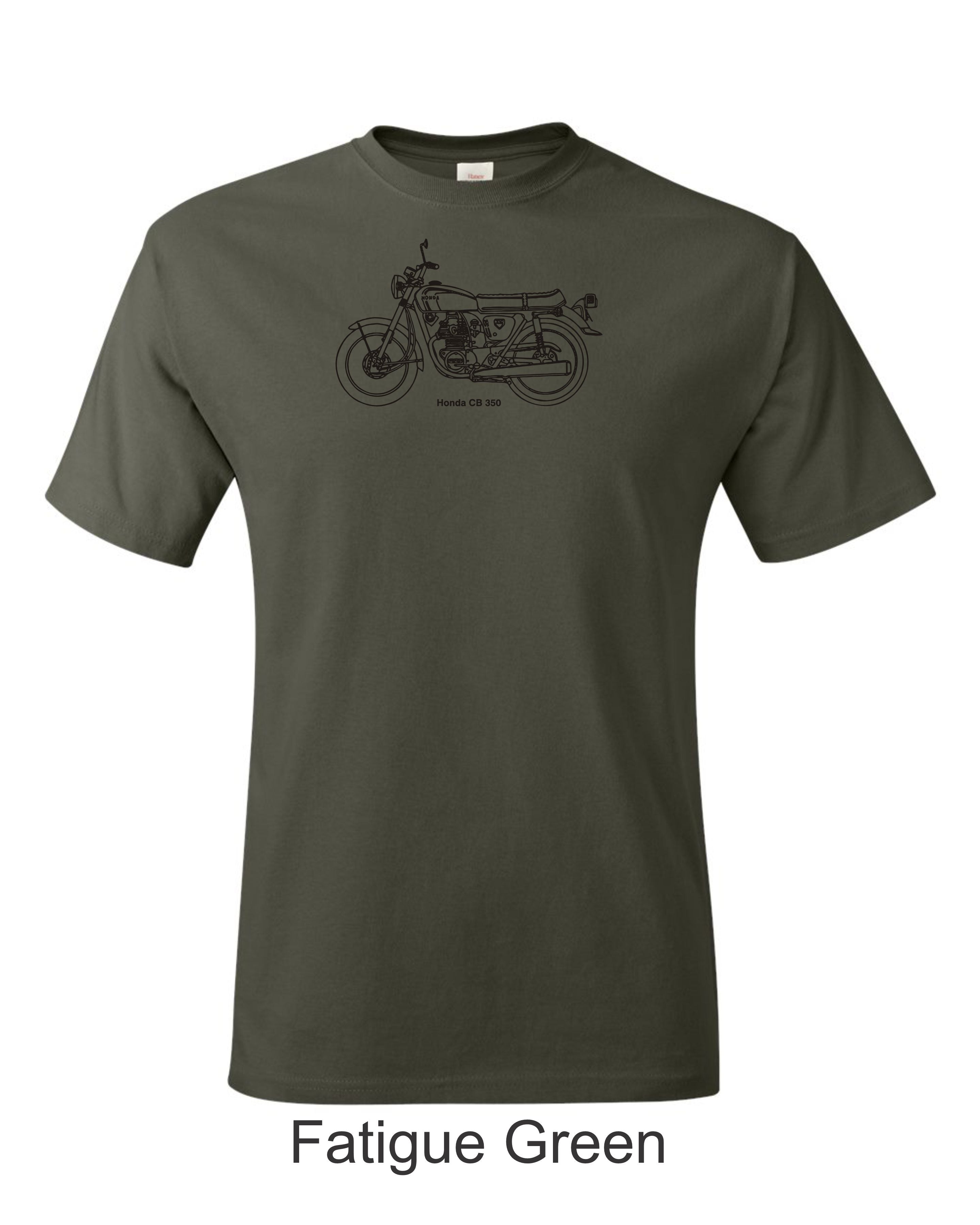 Honda CB 350 print on men's shirt. Great gift for the Honda motorcycle fan.