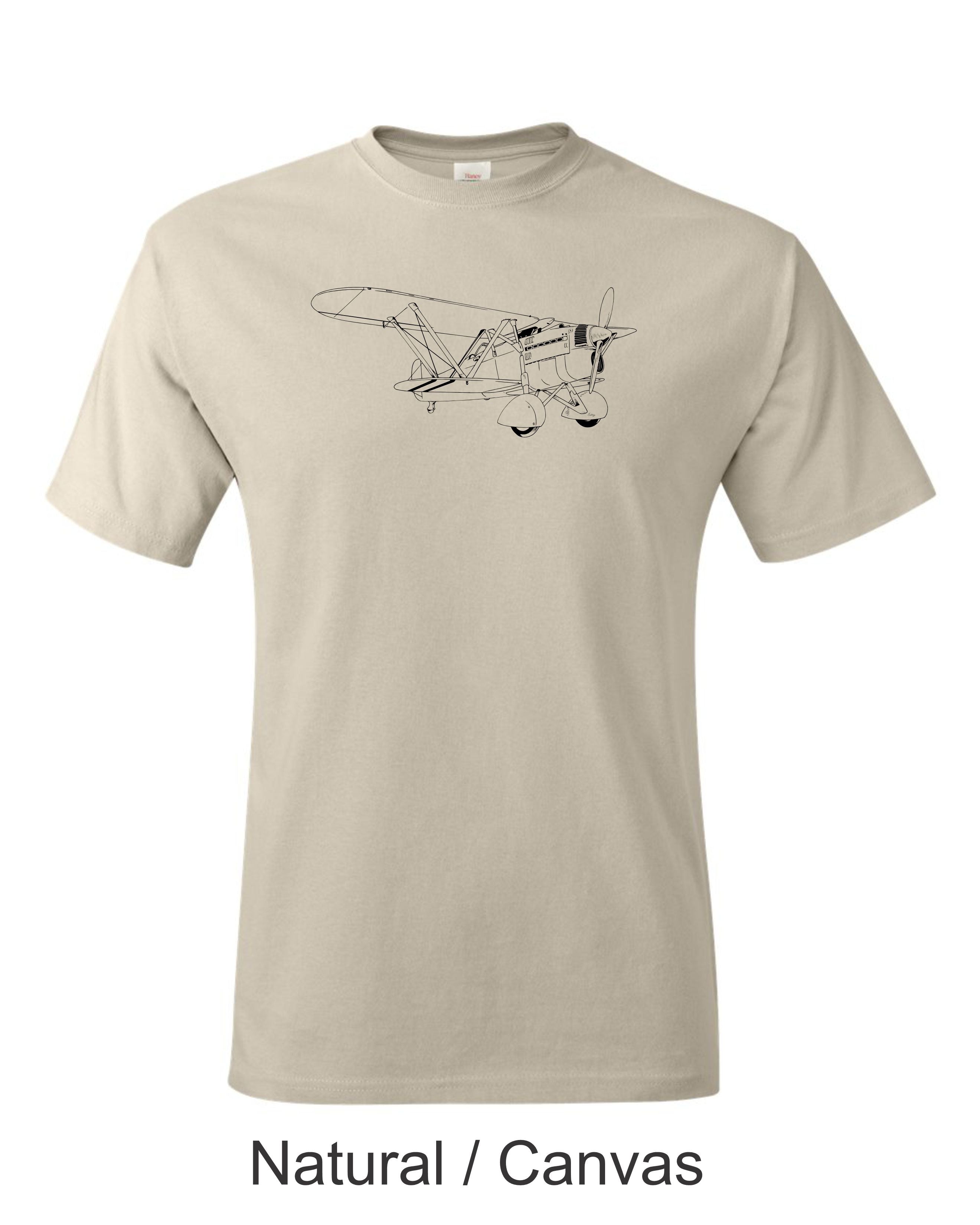 Fiat Cr.32 Biplane fighter. 1930's Italian fighter drawing printed on men's shirt. Free Shipping.