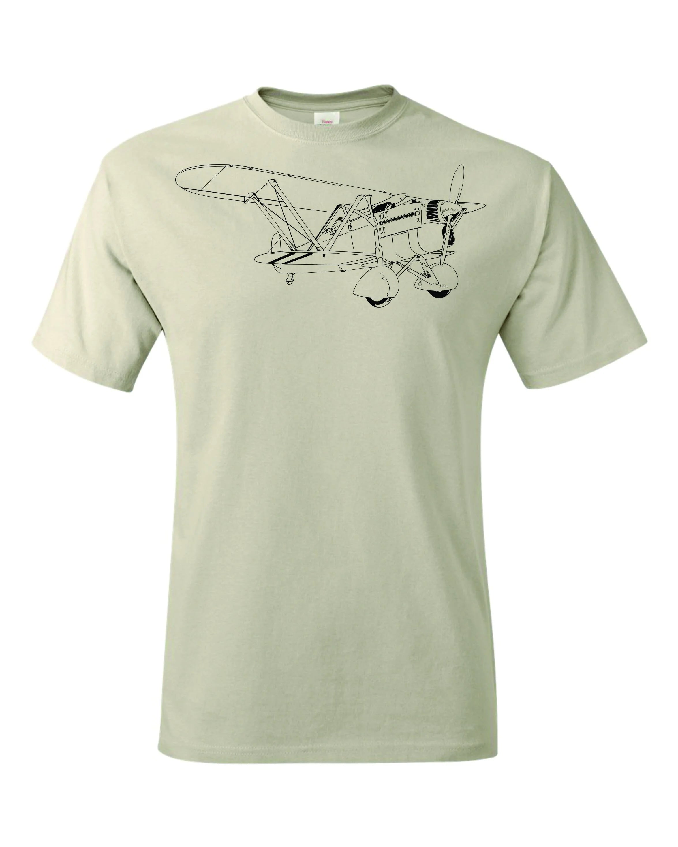 Fiat Cr.32 Biplane fighter drawing printed on men's shirt.  Classic 1930's fighter design.  Free shipping