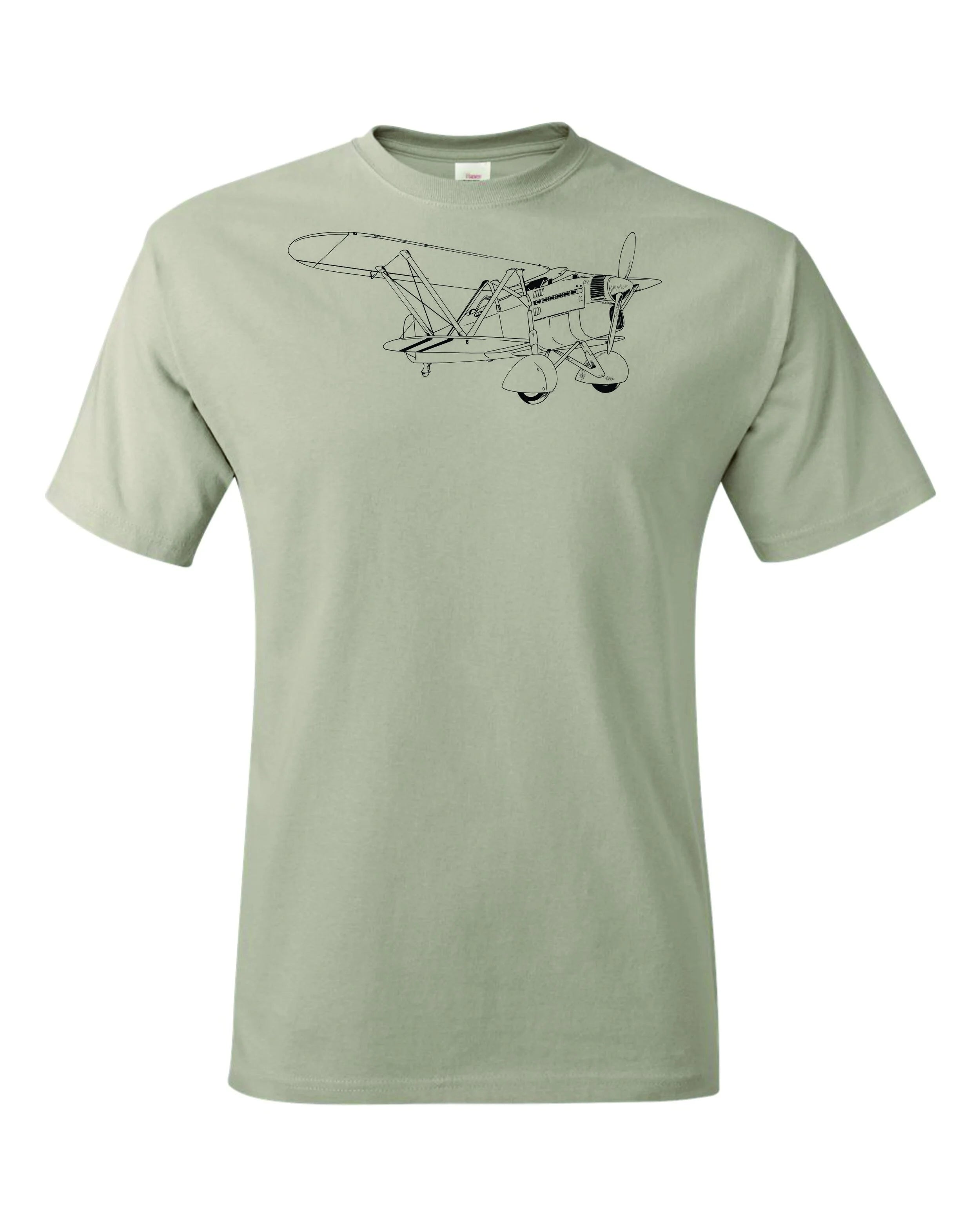 Fiat Cr.32 Biplane fighter drawing printed on men's shirt.  Classic 1930's fighter design.  Free shipping