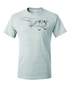 Fiat Cr.32 Biplane fighter drawing printed on men's shirt.  Classic 1930's fighter design.  Free shipping