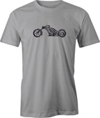 Custom Build Flamed Harley Chopper Drawing printed on men's T shirt