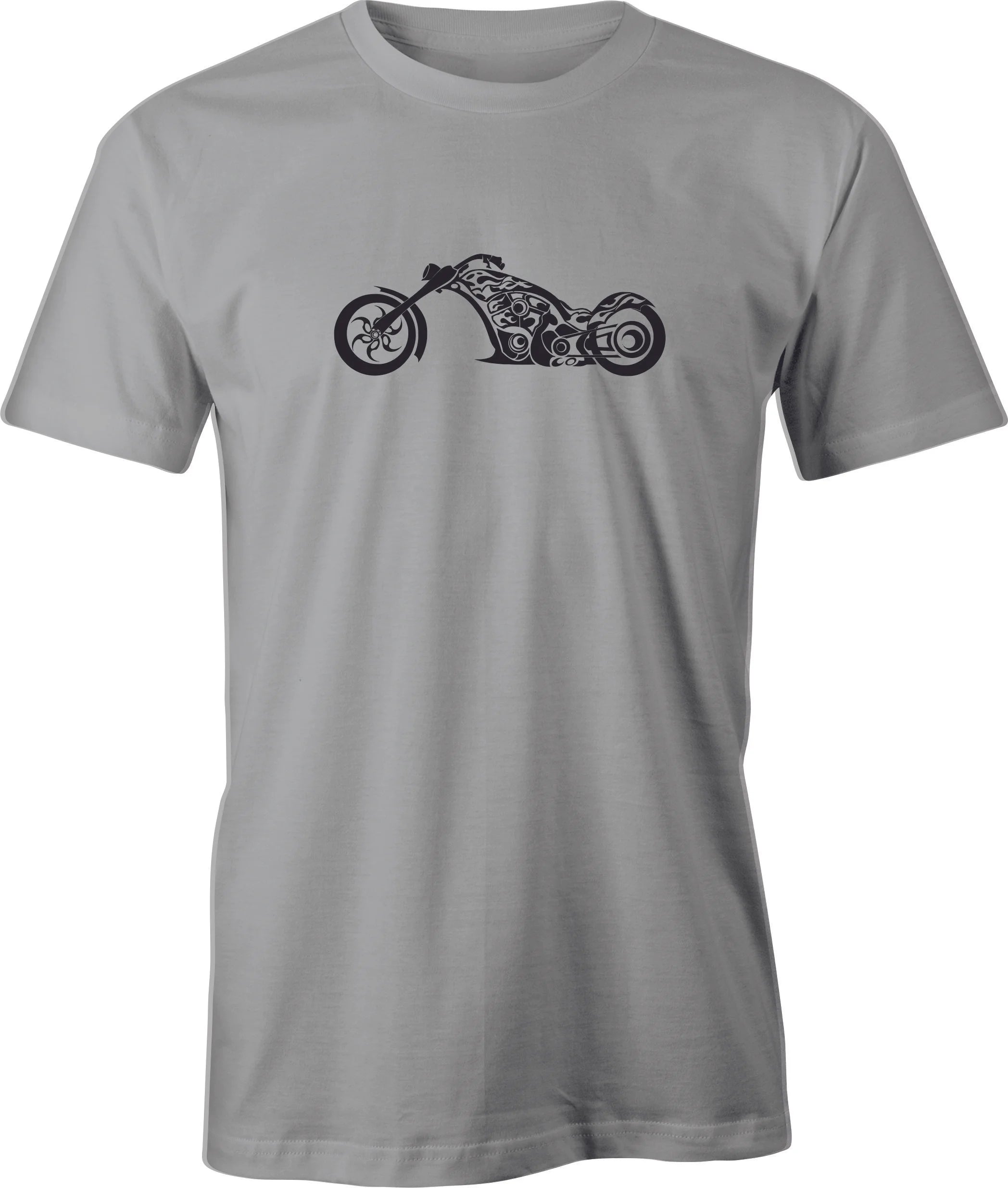 Custom Build Flamed Harley Chopper Drawing printed on men's T shirt
