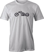 Custom Build Flamed Harley Chopper Drawing printed on men's T shirt