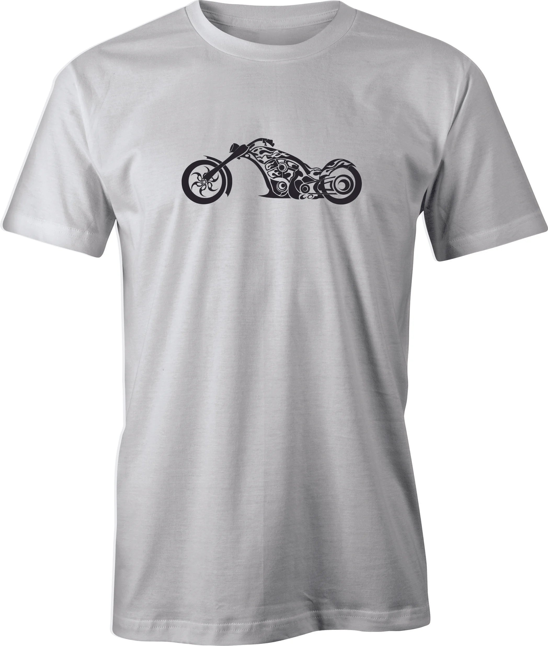 Custom Build Flamed Harley Chopper Drawing printed on men's T shirt