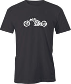 Custom Build Flamed Harley Chopper Drawing printed on men's T shirt