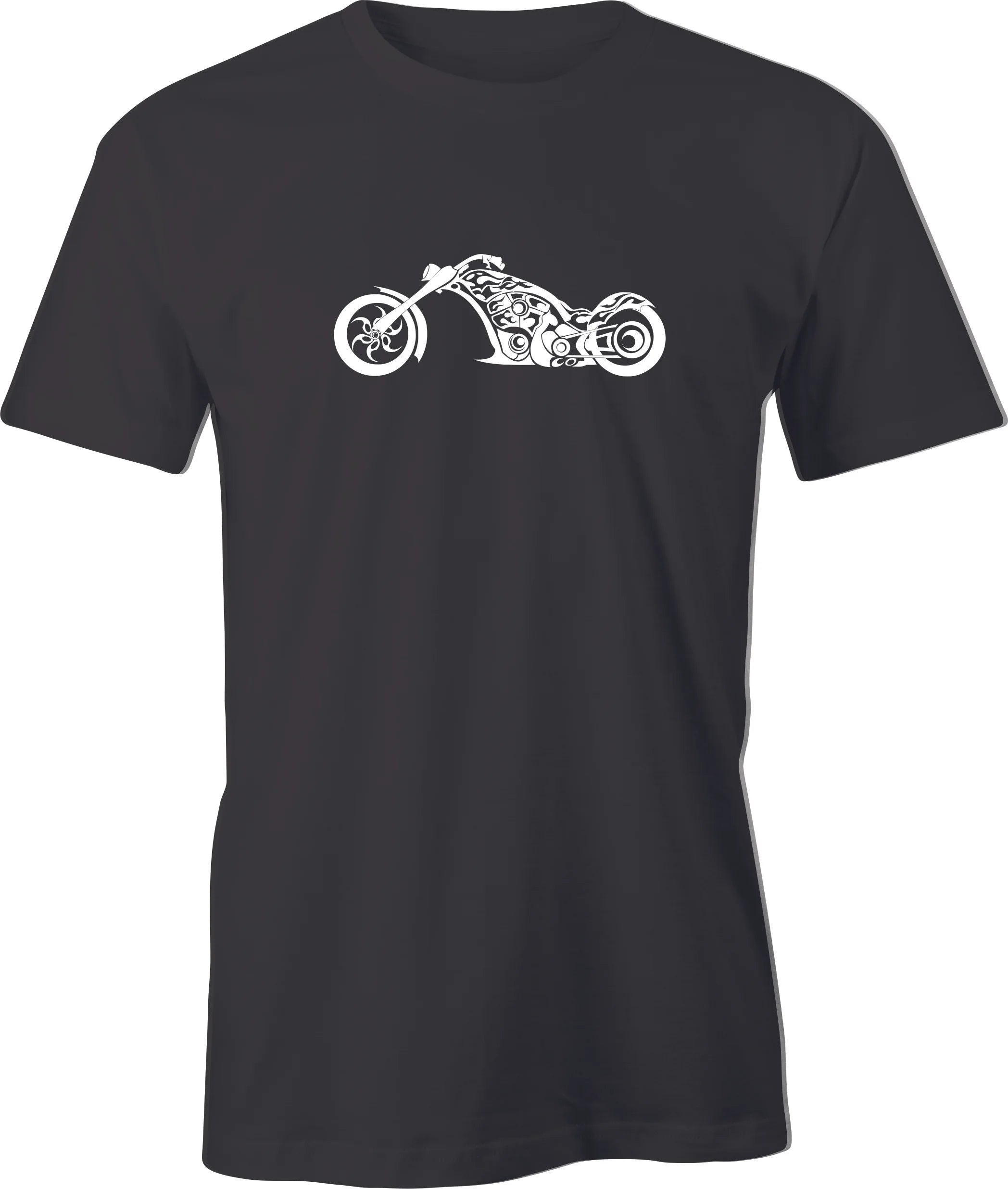 Custom Build Flamed Harley Chopper Drawing printed on men's T shirt