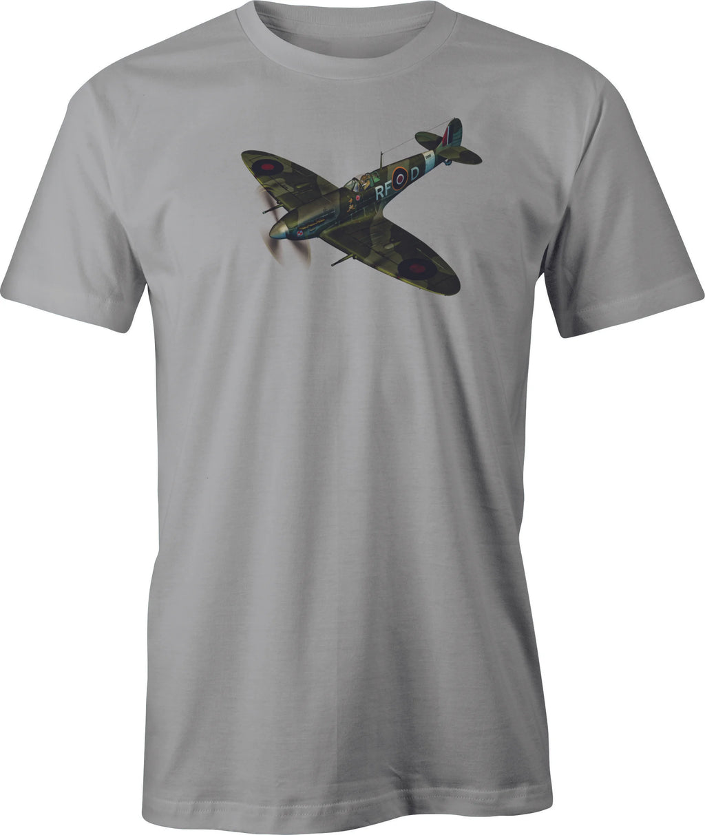 Diving Spitfire Color image printed on men's T shirt