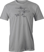 Hawker Hurricane Line Drawing printed on Men's T shirt