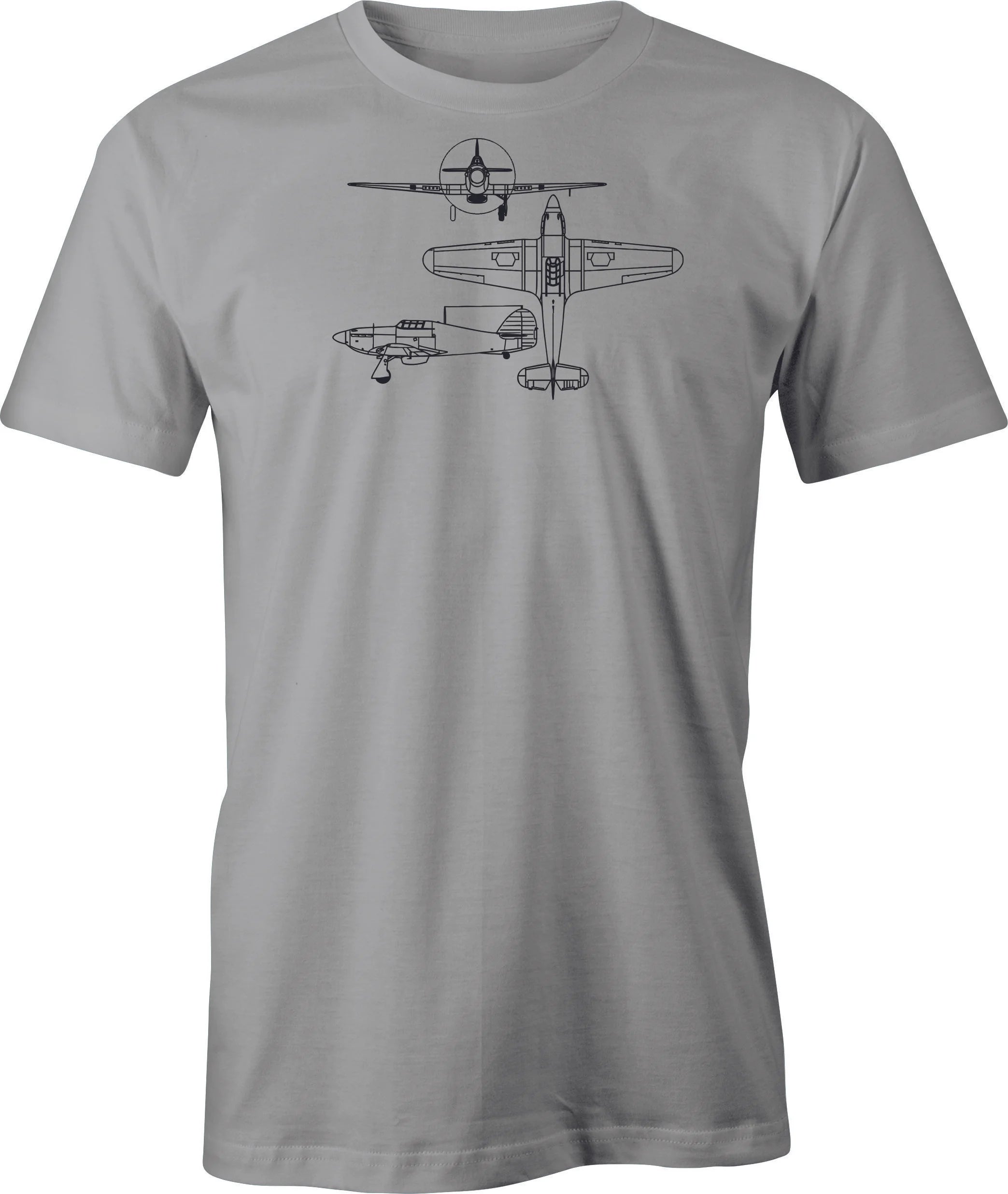 Hawker Hurricane Line Drawing printed on Men's T shirt