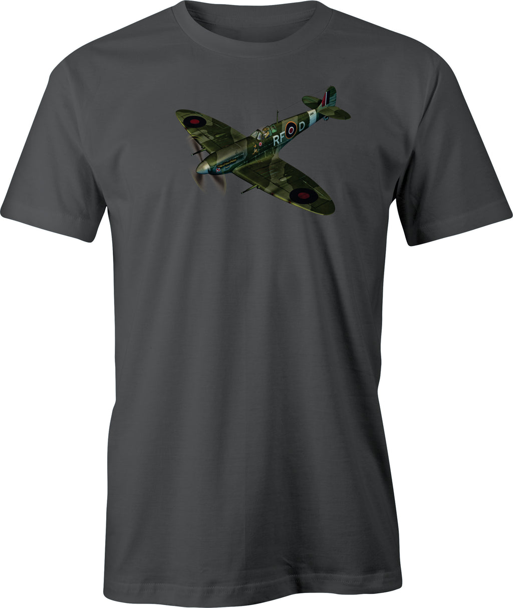 Diving Spitfire Color image printed on men's T shirt