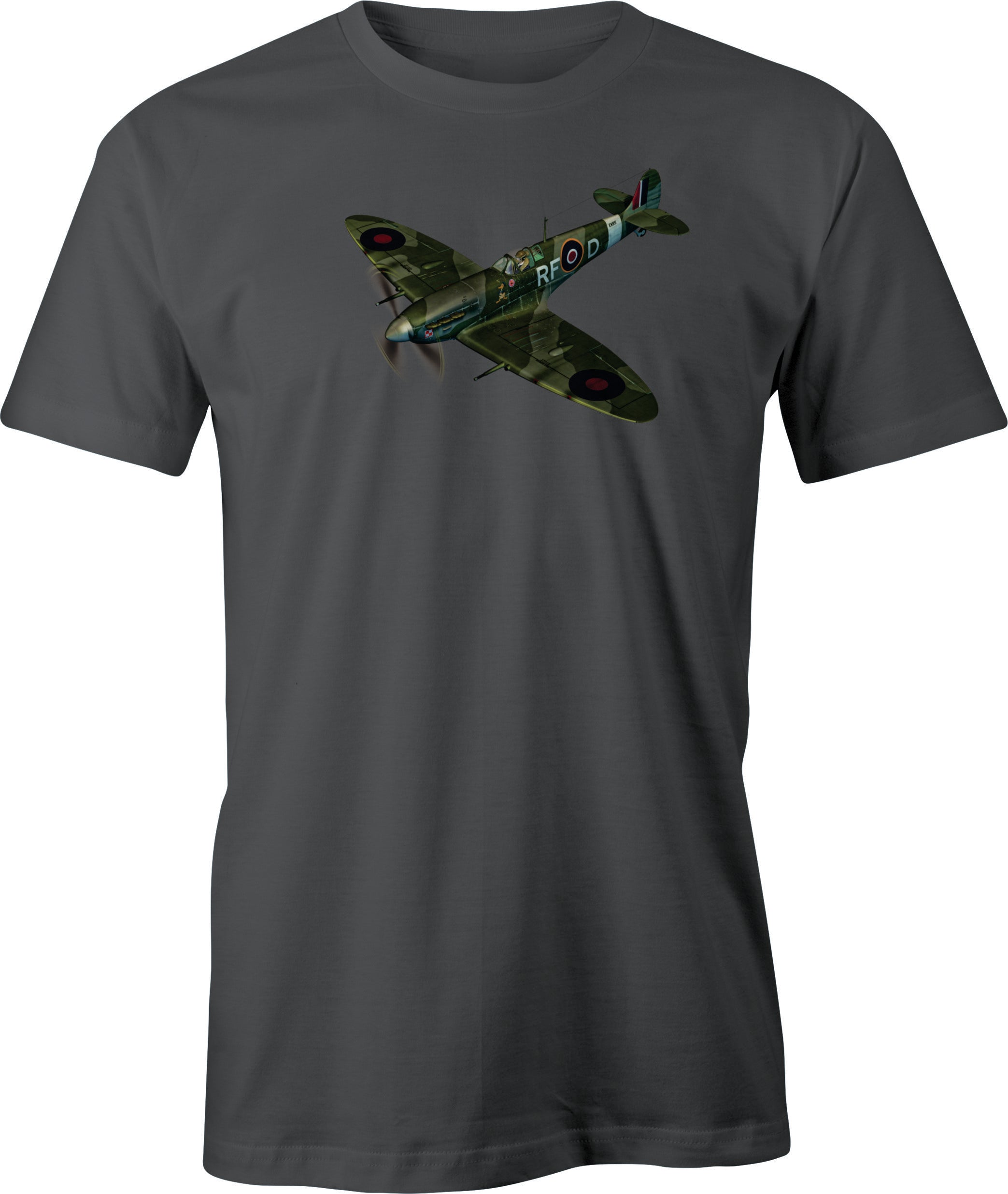 Diving Spitfire Color image printed on men's T shirt