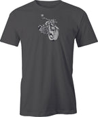 Classic Parked Harley Drawing printed on Men's T shirt