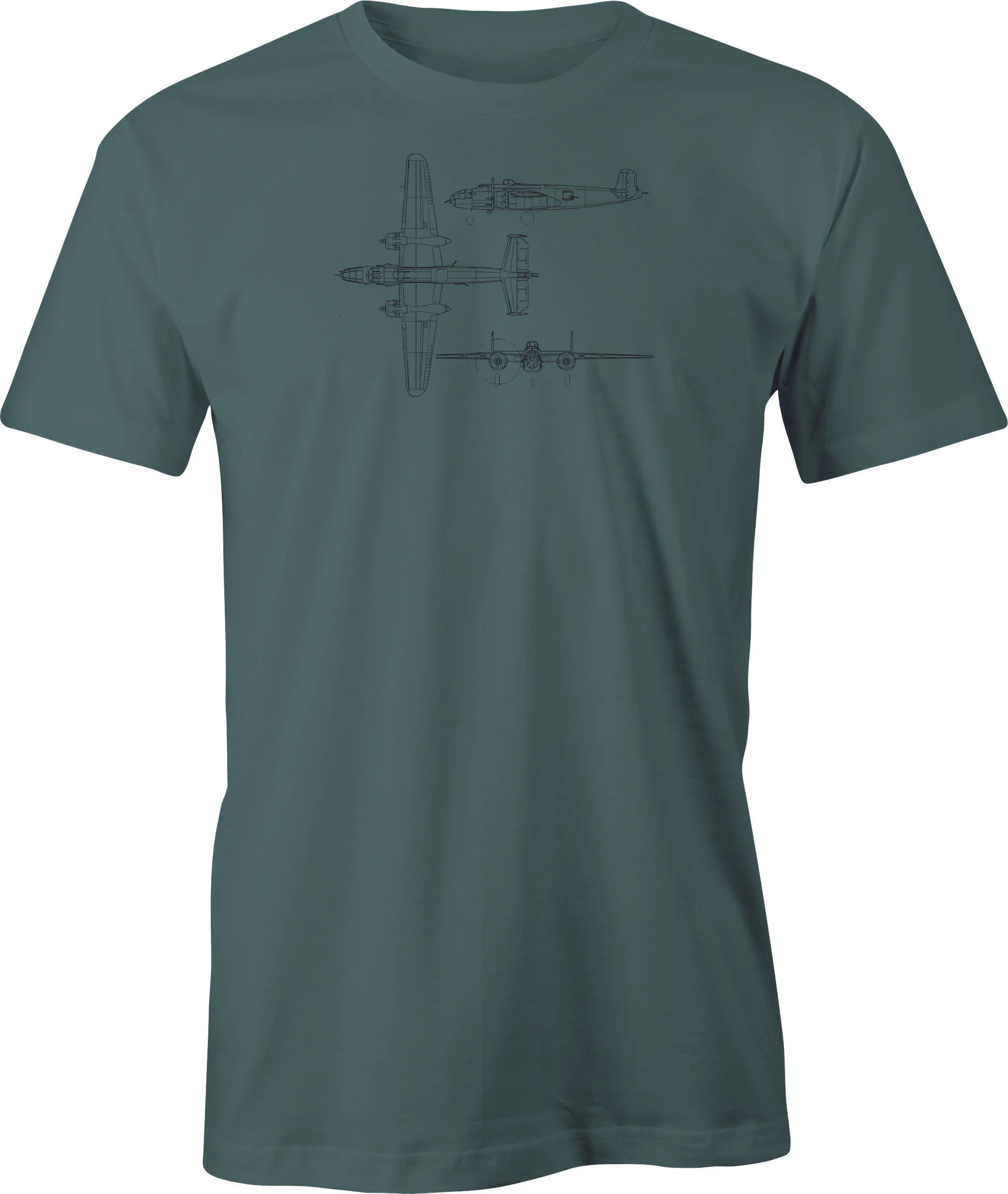 B25 Mitchell Line Drawing printed on Men's T shirt