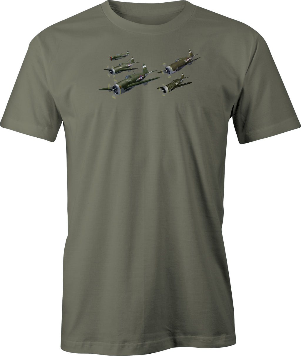 Flight of P 47's Color Image printed on Men's T shirt