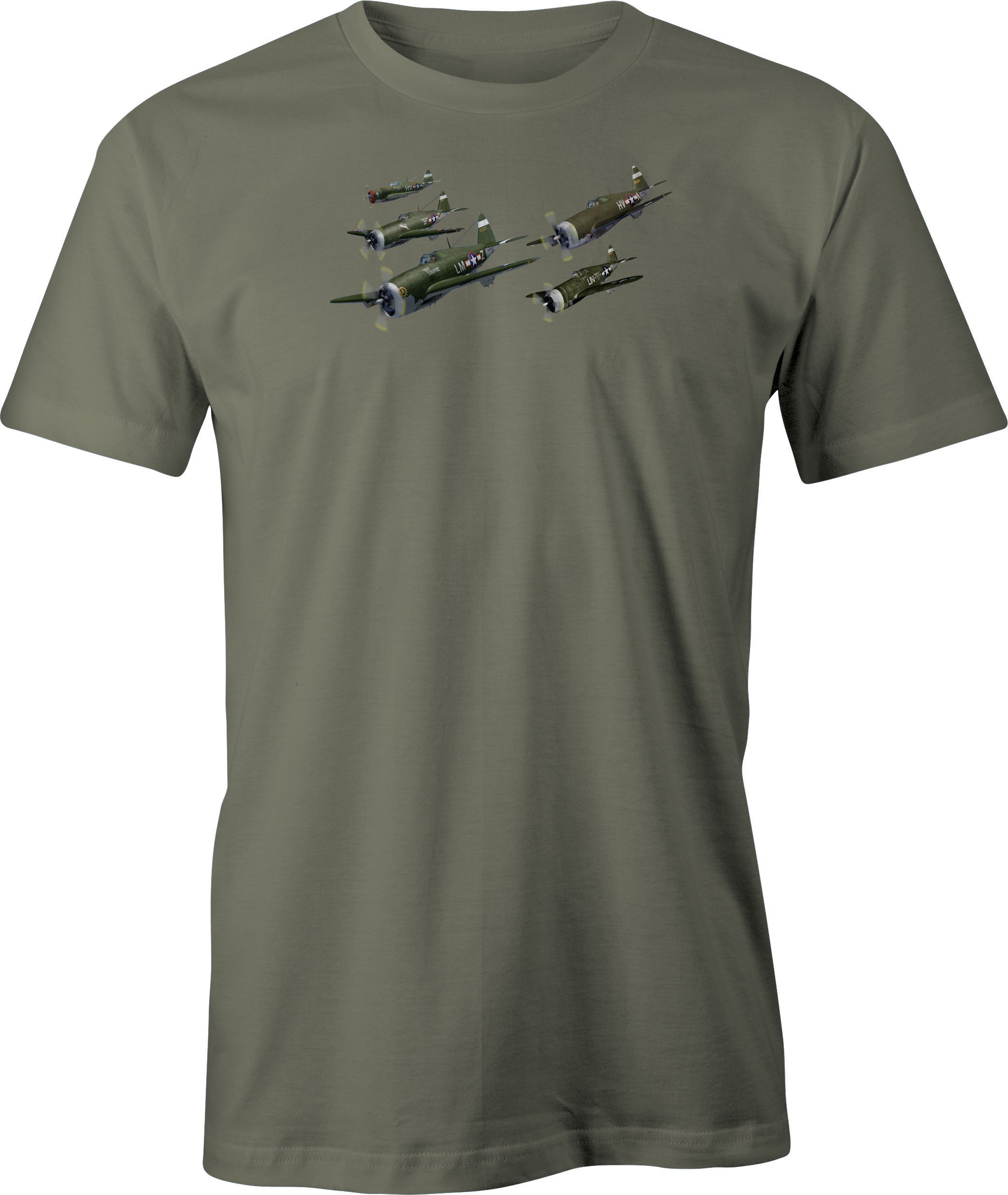 Flight of P 47's Color Image printed on Men's T shirt