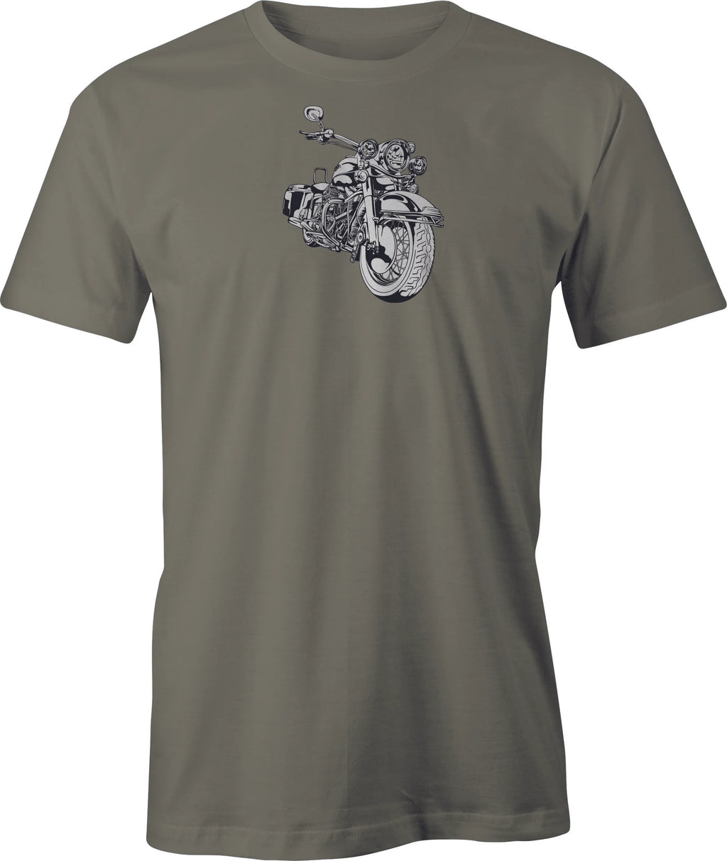 Classic Parked Harley Drawing printed on Men's T shirt