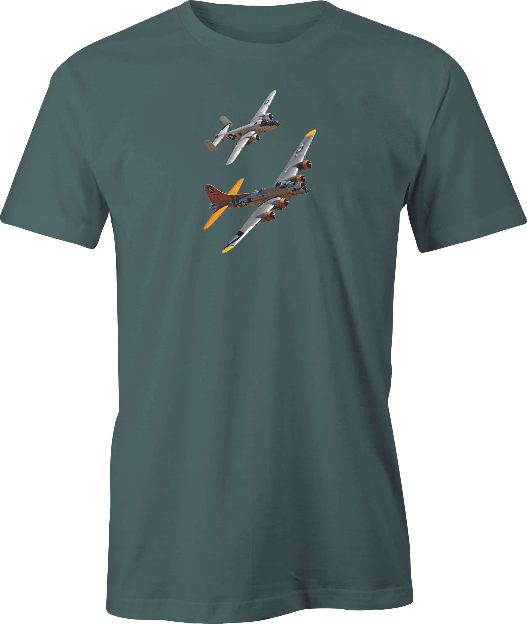 B17 Flying Fortress & B25 Mitchell Flying Formation Image printed Men's T shirt. Free Shipping