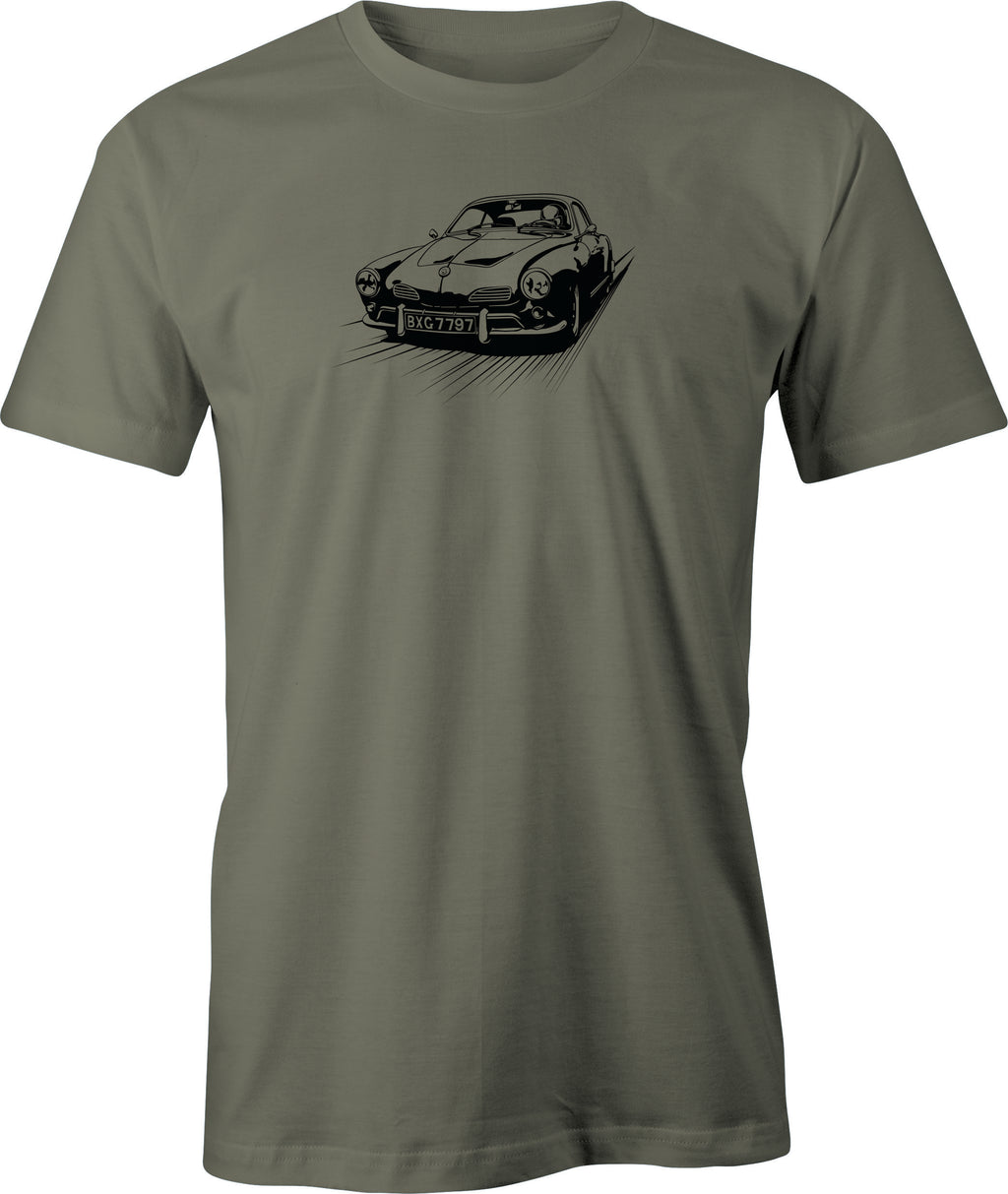 VW Karmen Ghia Racer Drawing printed on Men's T shirt. Free Shipping.