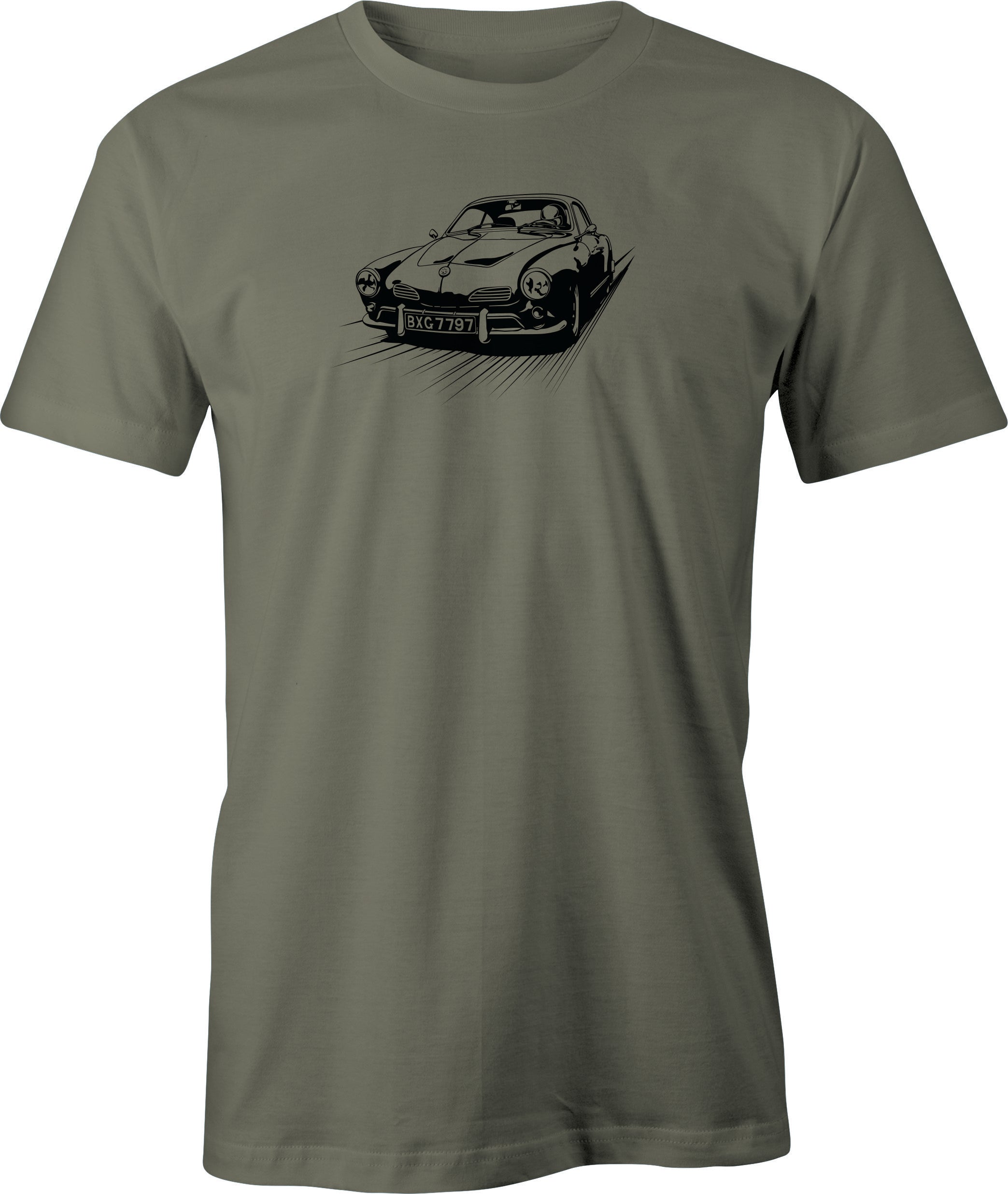 VW Karmen Ghia Racer Drawing printed on Men's T shirt. Free Shipping.