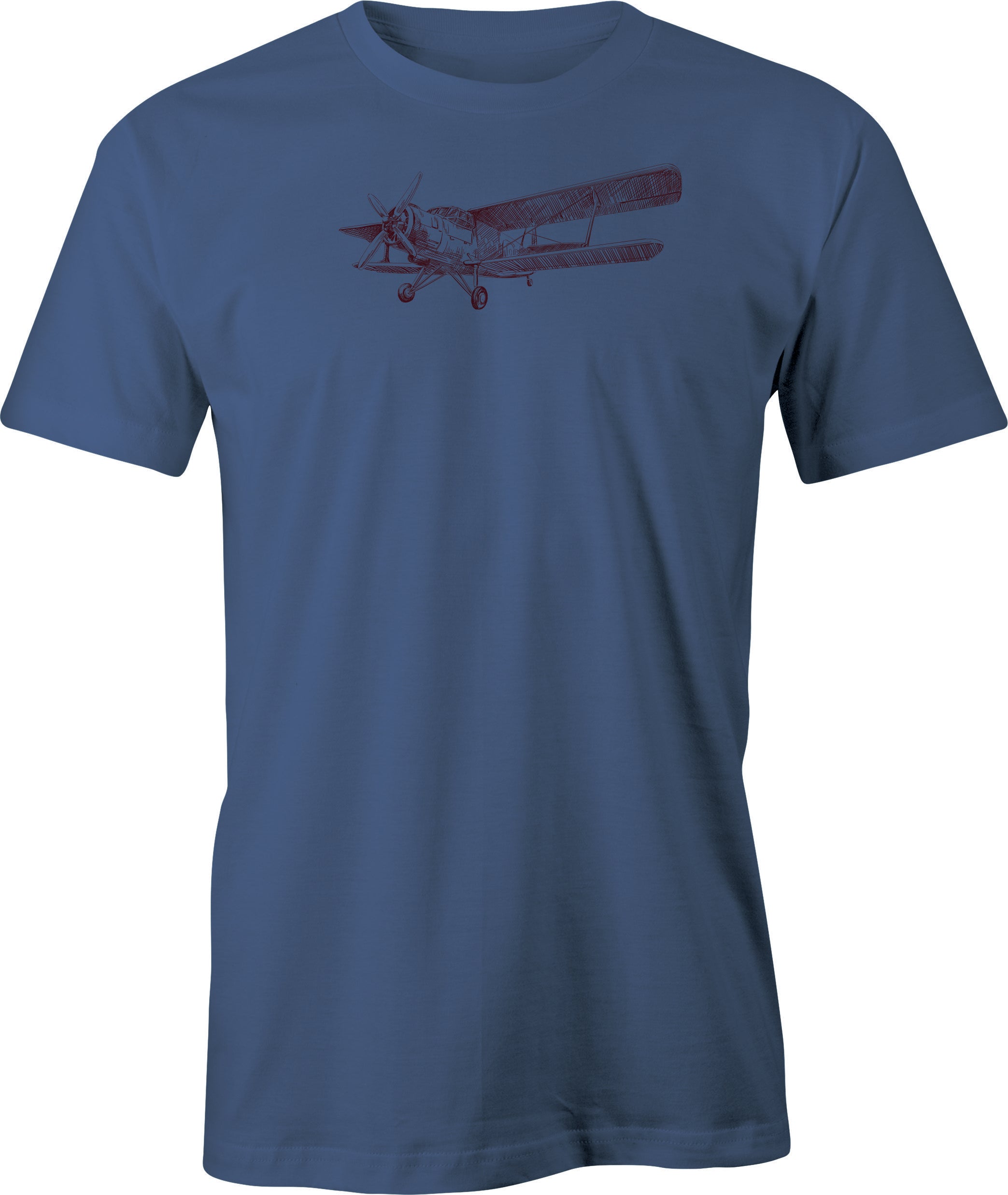 Russian Biplane Line Drawing printed on Men's T shirt