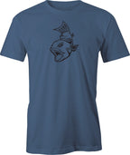 Attack Fish Drawing printed on Men's T shirt
