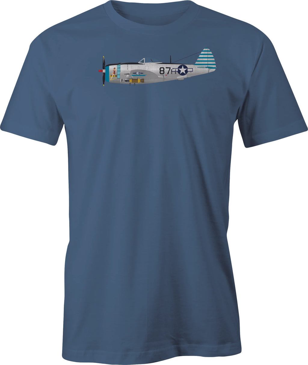 P 47 Thunderbolt Image in Color printed on Men's T shirt