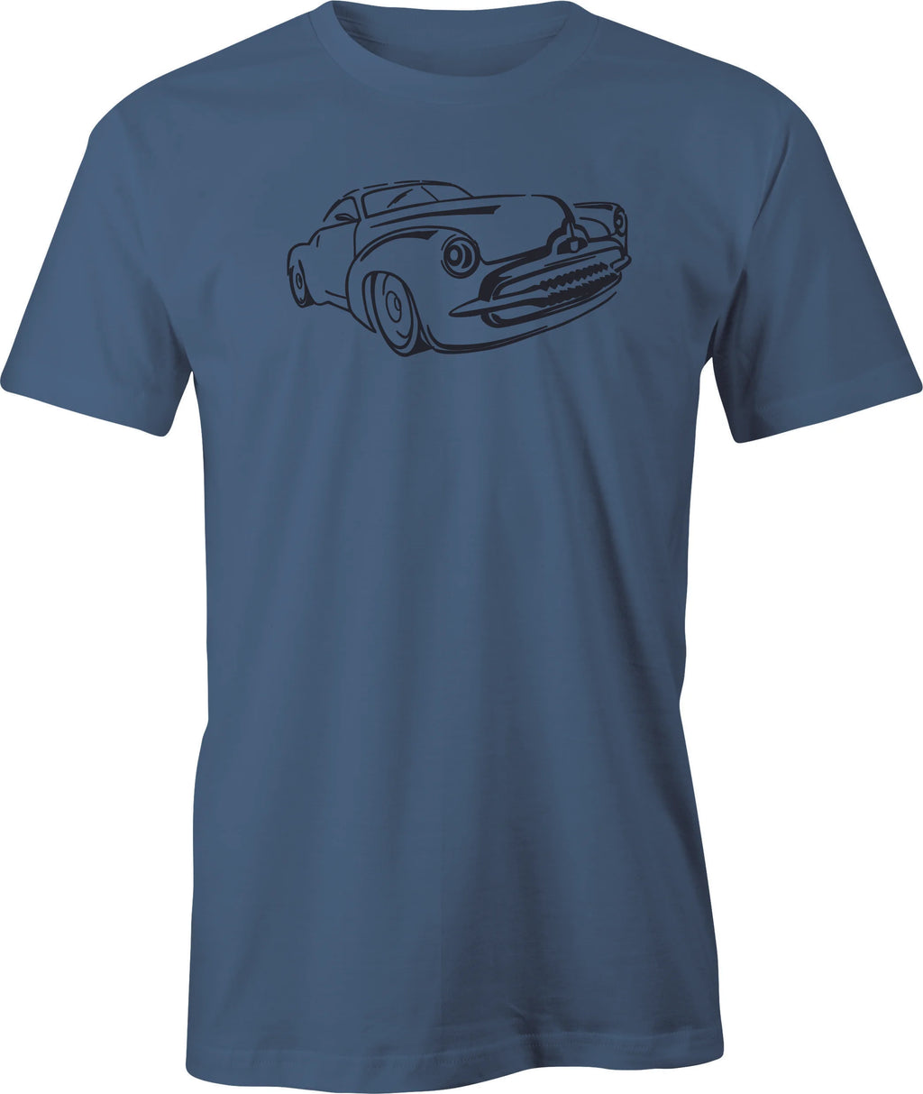 50's Custom Car, Hot Rod Drawing printed on Men's T shirt.  Free Shipping