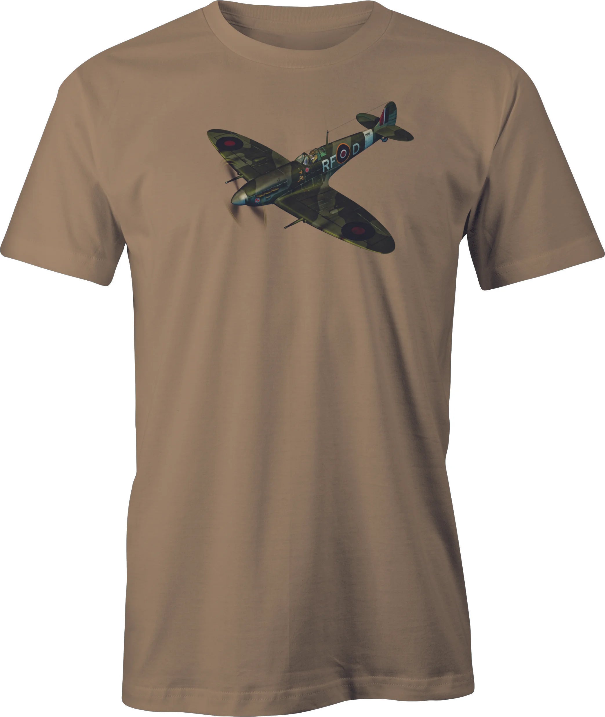 Diving Spitfire Color image printed on men's T shirt